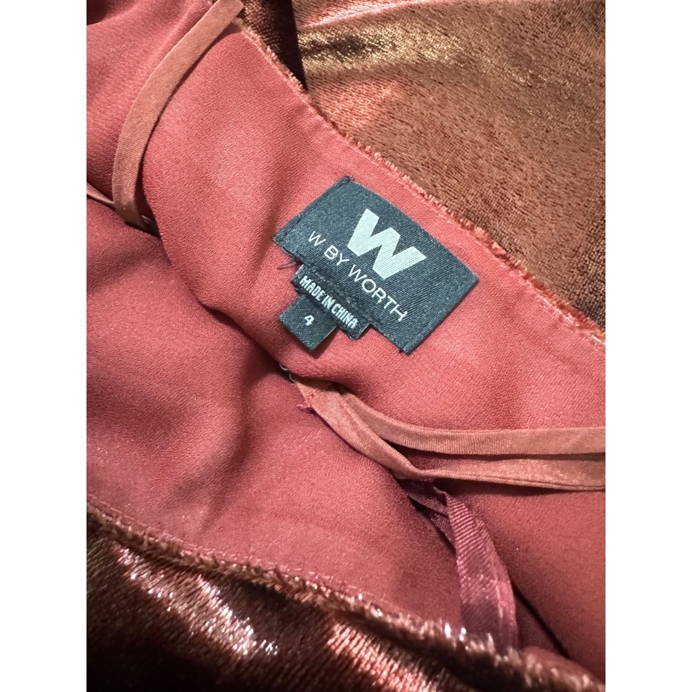 W By Worth Shimmer Cami Tank Top Button Front Sleeveless Copper Maroon Size 4 - Picture 3 of 5